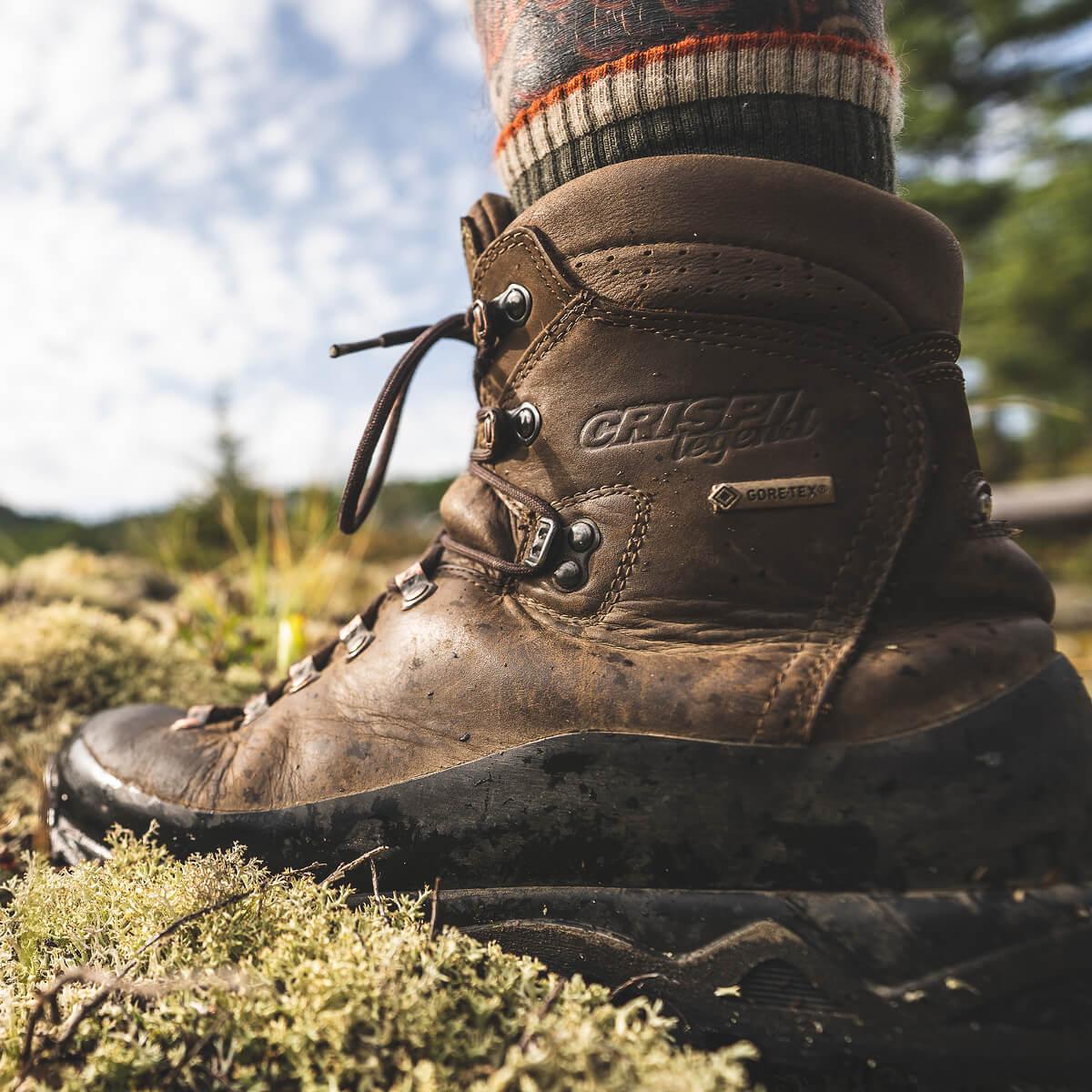 Crispi Nevada non-insulated hunting boot in Brown — in the field on a hunting trail