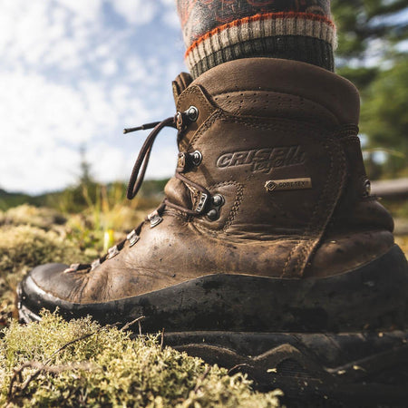 Crispi Nevada non-insulated hunting boot in Brown — in the field on a hunting trail