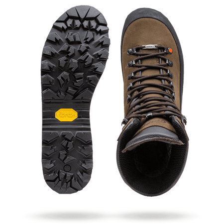 Crispi Guide non-insulated hunting boot in Brown — upper material and outsole tread detail