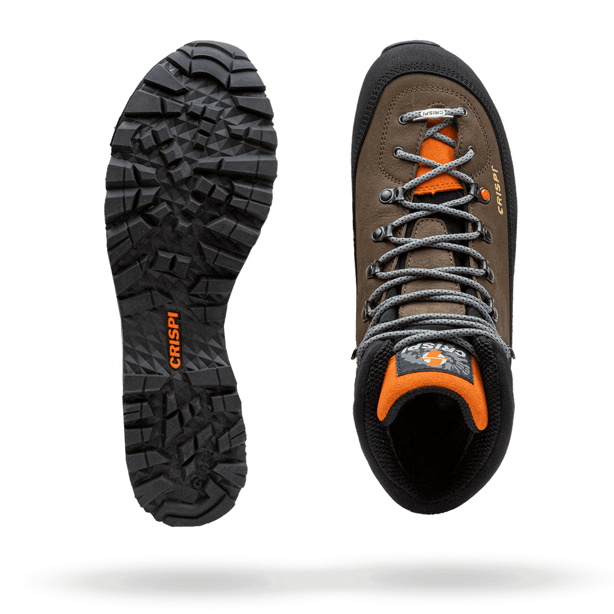 Crispi Lapponia Lite non-insulated hunting boot in Brown — upper material and outsole tread detail