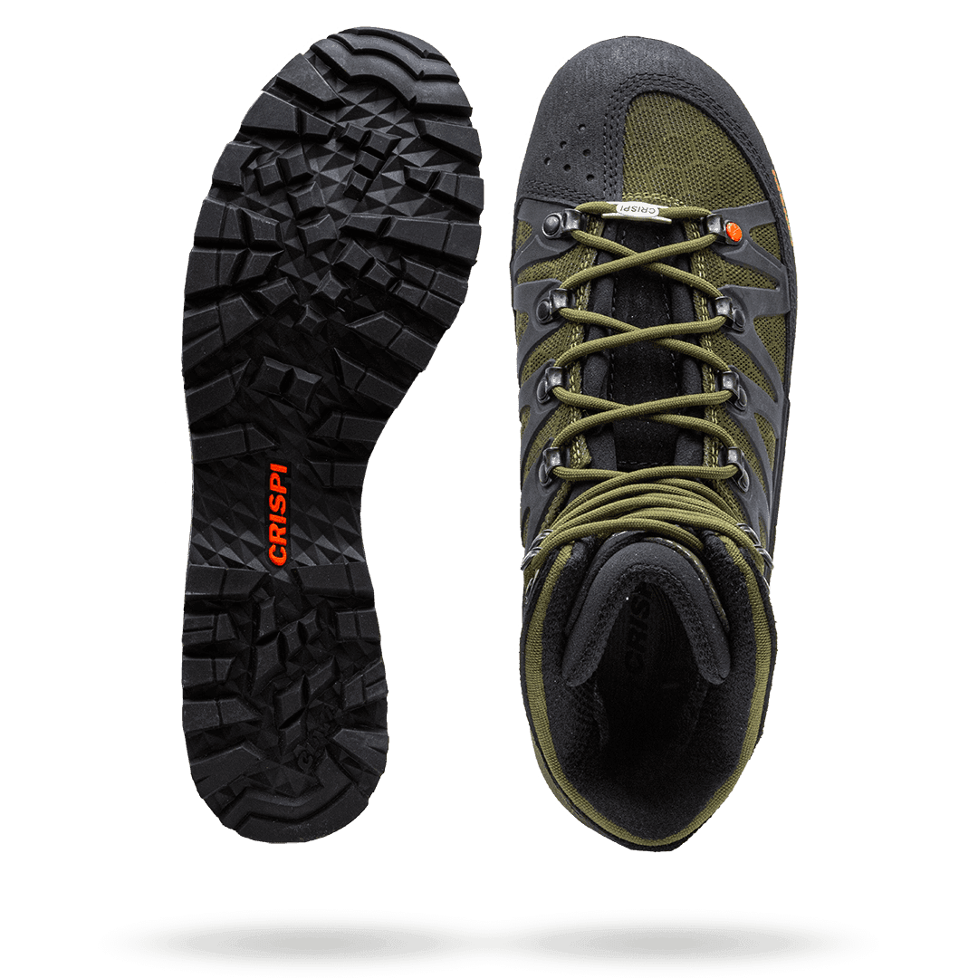 Crispi Thor II non-insulated hunting boot in Olive — upper material and outsole tread detail