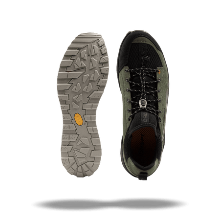 Crispi Attiva II non-insulated hunting boot in Birch — top-down and sole tread view
