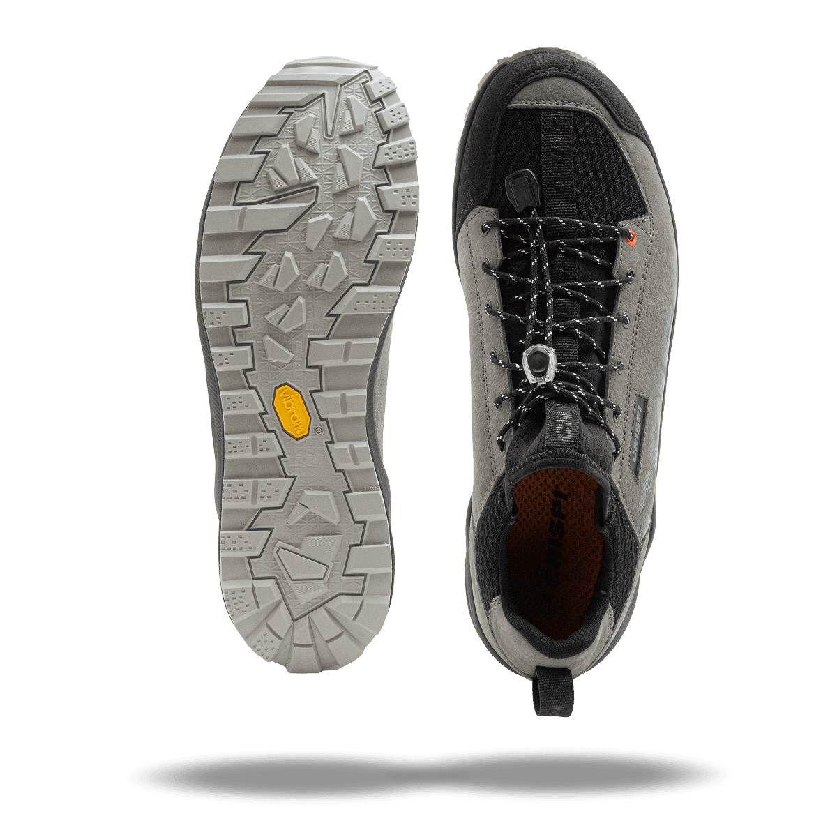 Crispi Attiva II non-insulated hunting boot in Grey — top-down and sole tread view