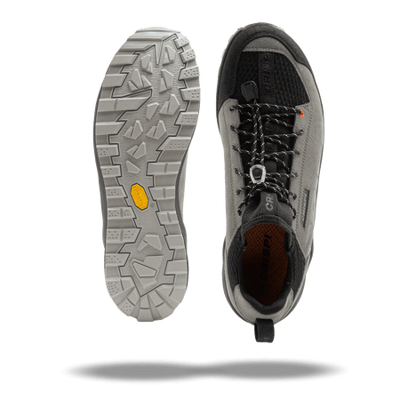 Crispi Attiva II non-insulated hunting boot in Grey — top-down and sole tread view