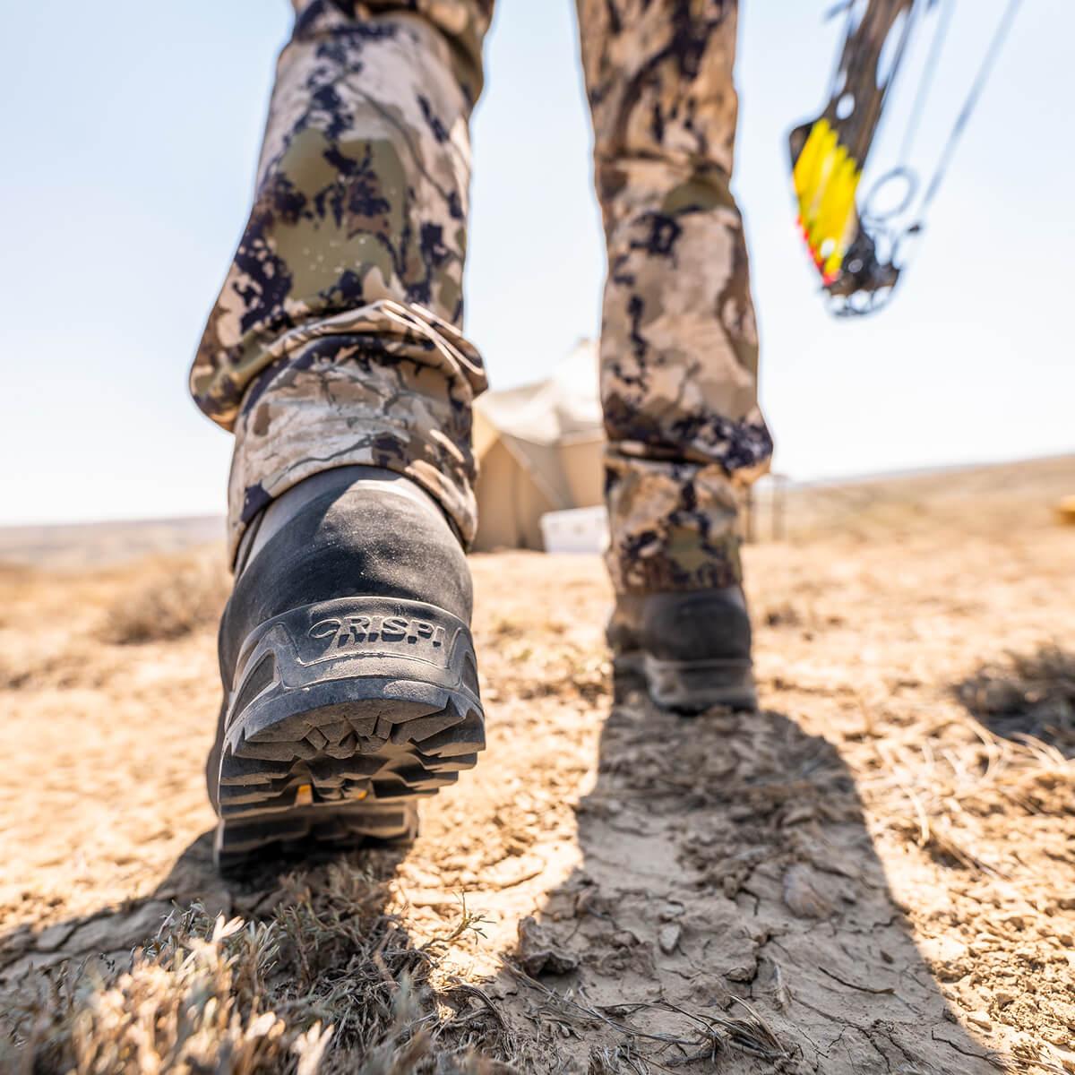 Crispi Guide non-insulated hunting boot in Brown — in the field on a hunting trail