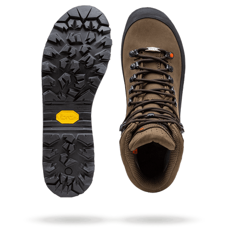 Crispi Nevada non-insulated hunting boot in Brown — upper material and outsole tread detail