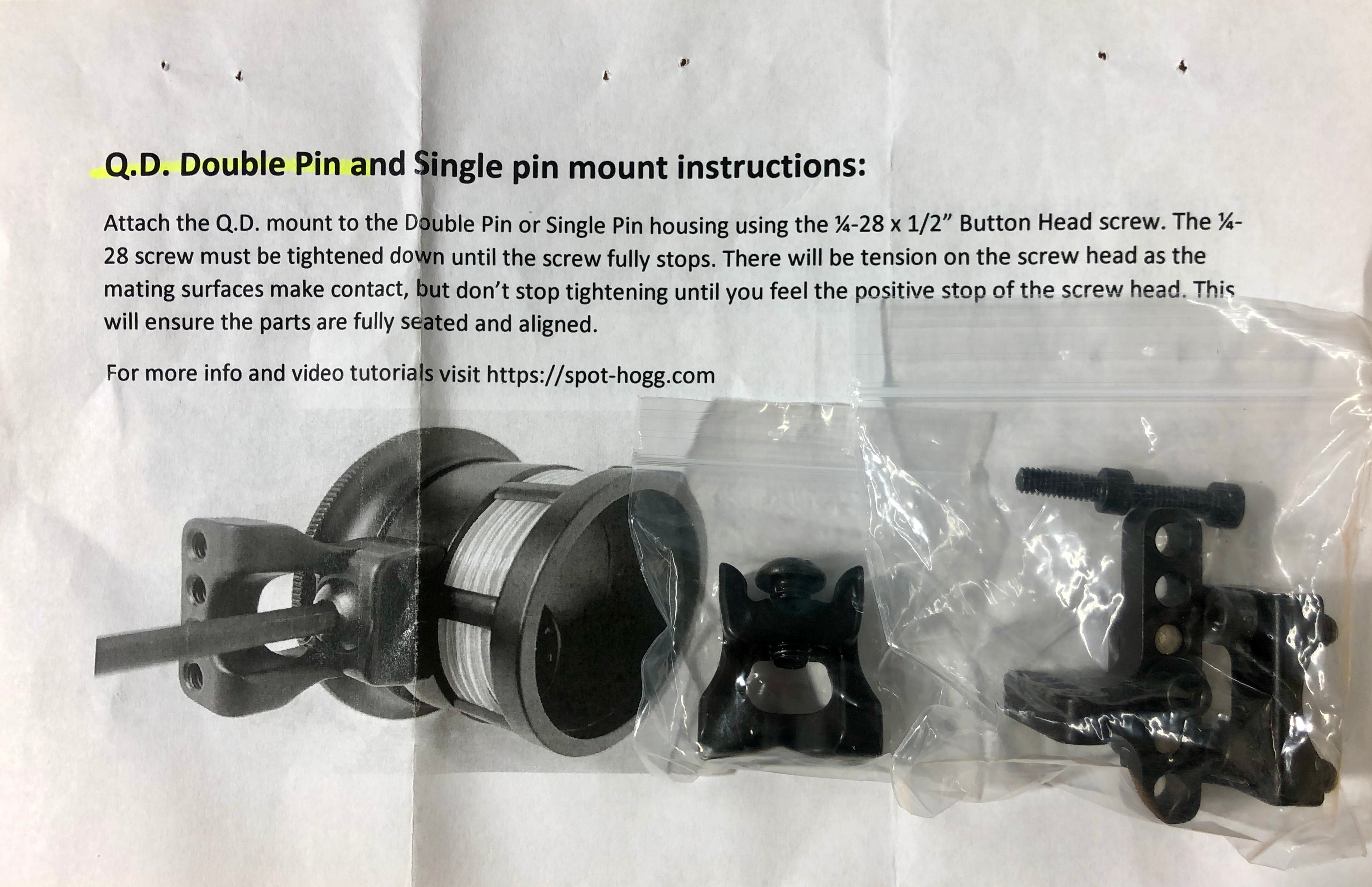 Spot Hogg Q.D. 3RD AXIS ADAPTER Windage Micro Double & Single Pin Sight Mount